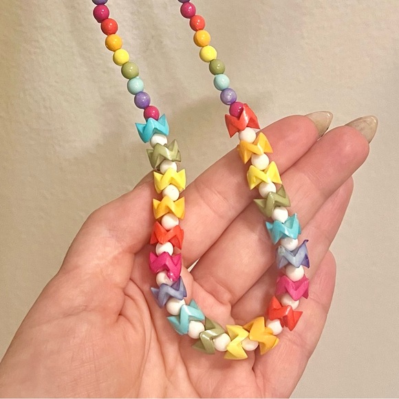 60s Vintage 🌈✨ Rainbow Beaded Mod Barrel-Clasp Necklace - Picture 4 of 4